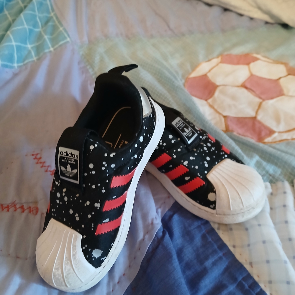 Adidas Kids Black and Red Slip-On Sneakers